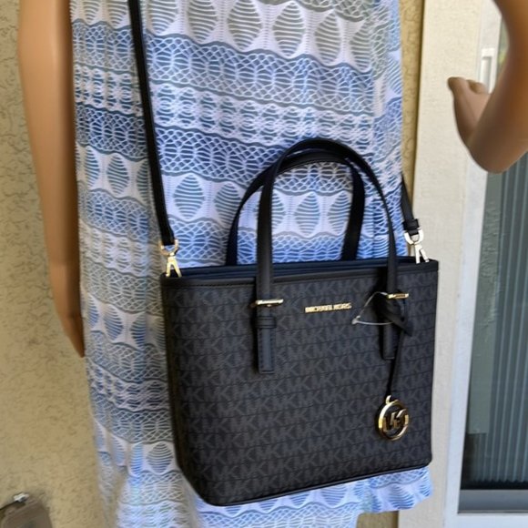 Michael Kors Jet Set Travel XS Carryall Tote Top Zip Tote Black - Picture 13 of 14